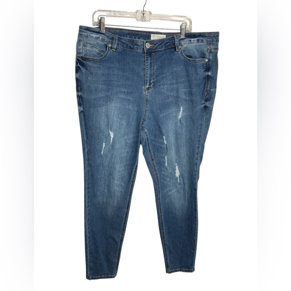 Eloquii Jeans Size 20 Blue High Waist Distressed Skinny‎ Jeans 💙💙💙 - Picture 5 of 13